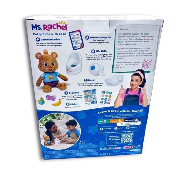 2024 Ms. Rachel POTTY TIME WITH BEAN Bear Plush Toy Play Toilet Paper & Soap NEW - Picture 8 of 8